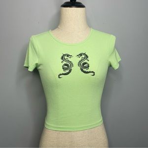 *PRINCESS POLLY* Green Ribbed Crop Top